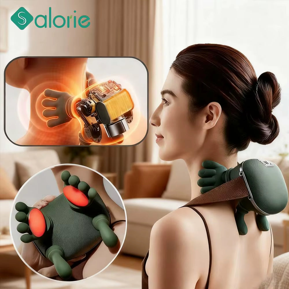Neck Shoulder Massager Deep Tissue Shiatsu Back Cervical Massage Machine Bionic Heated Fatigue Relief Relax Muscle ﻿3-Level